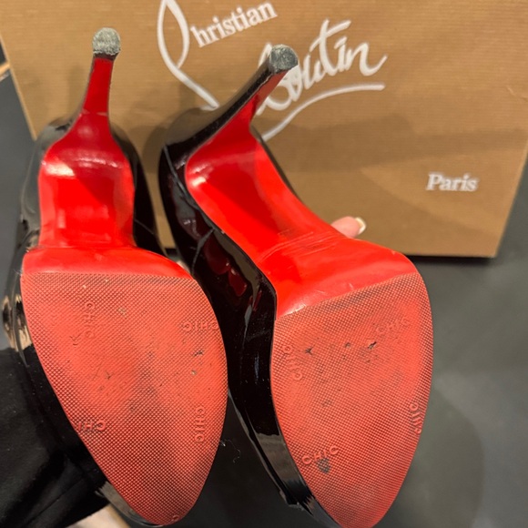 Christian Louboutin Glossy Black Peep Toe Heels - Picture 3 of 8